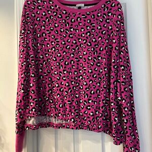 crown & ivy Hot Pink Leopard Print Pullover